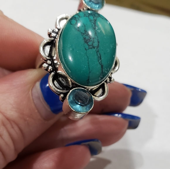 Unisex, Handmade Tibetian Turquoise Swiss Blue Gem - Picture 4 of 8